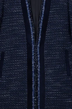 Manteau fluide en tweed marine