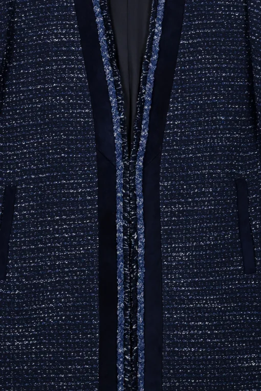 Manteau fluide en tweed marine