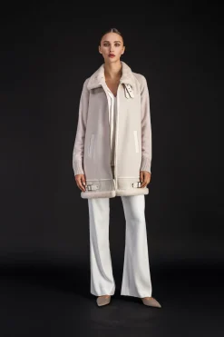 Manteau long aviateur beton