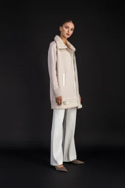 Manteau long aviateur beton