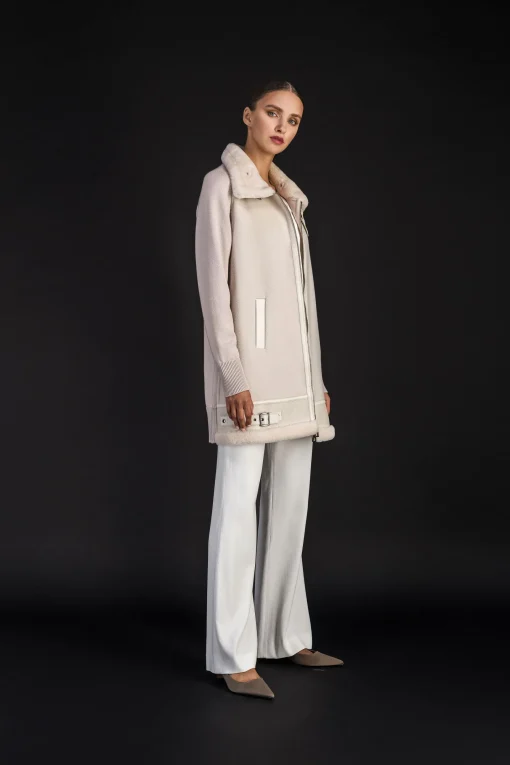 Manteau long aviateur beton