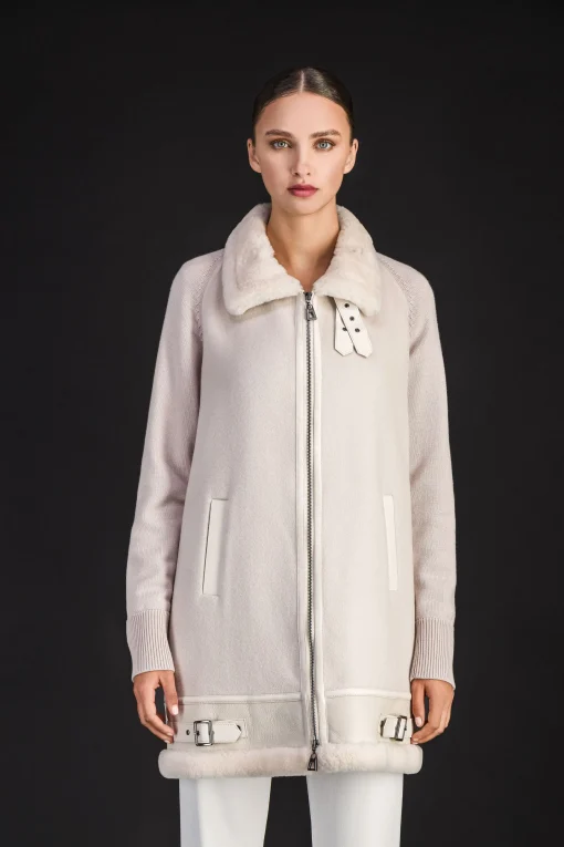 Manteau long aviateur beton