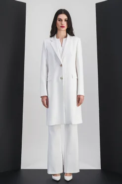 Manteau long blanc cassé