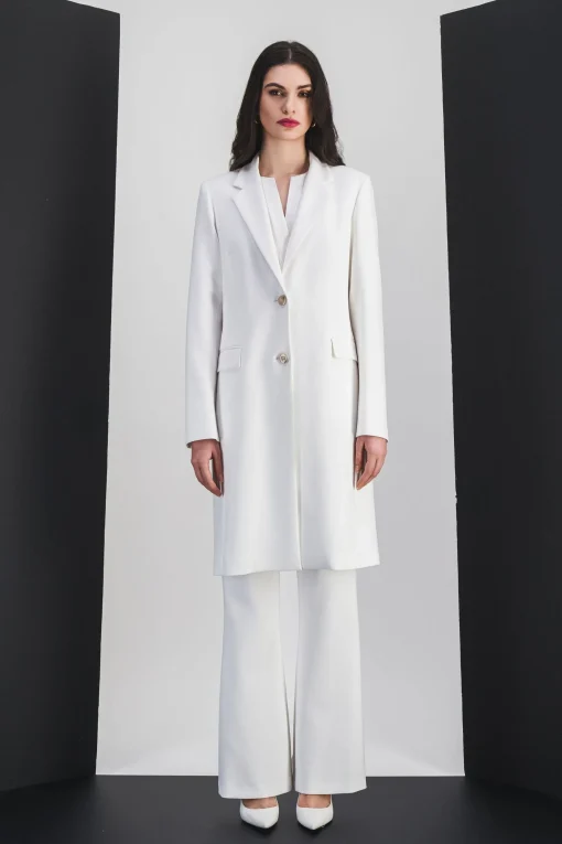 Manteau long blanc cassé