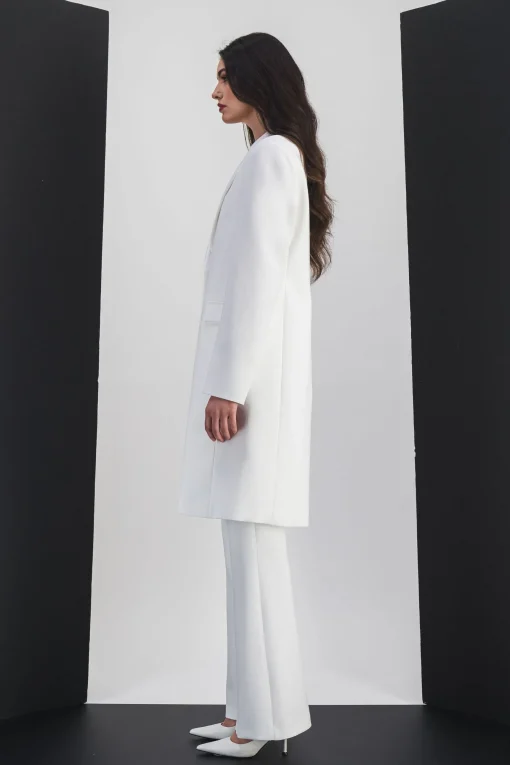 Manteau long blanc cassé