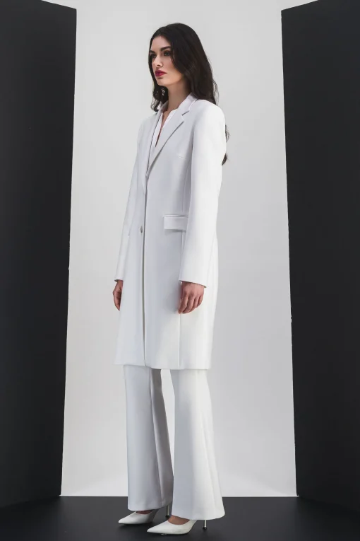 Manteau long blanc cassé