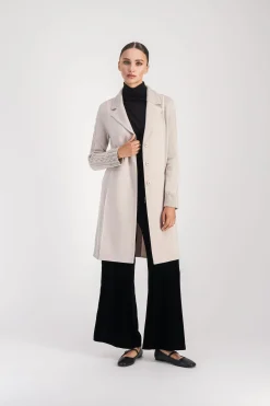 Manteau mi-long côtelé beton