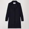 Manteau mi-long côtelé marine