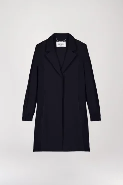 Manteau mi-long côtelé marine
