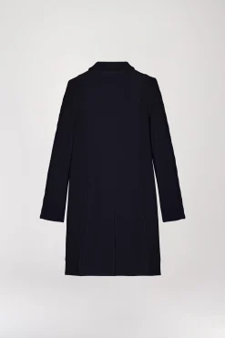 Manteau mi-long côtelé marine