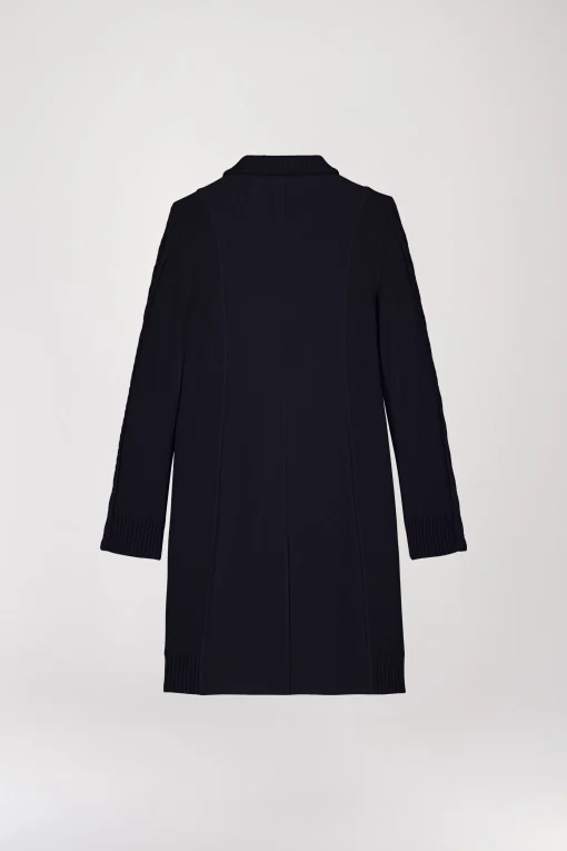 Manteau mi-long côtelé marine