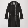 Manteau mi-long en cuir noir