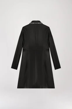 Manteau mi-long en cuir noir
