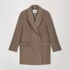 Manteau mi-long taupe moyen