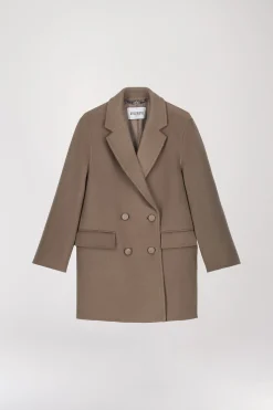 Manteau mi-long taupe moyen
