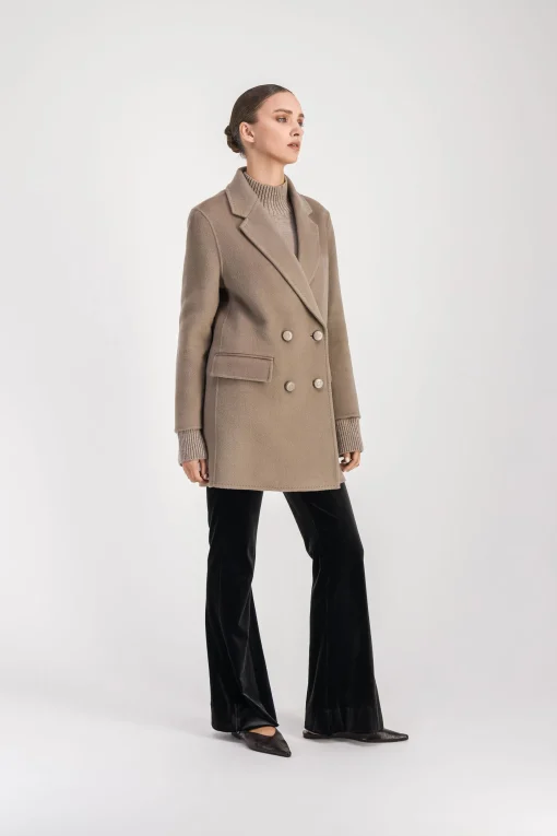 Manteau mi-long taupe moyen