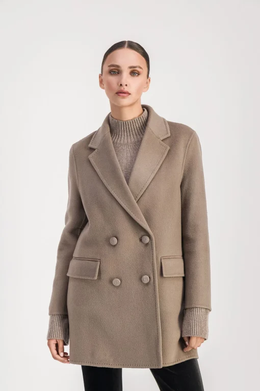 Manteau mi-long taupe moyen