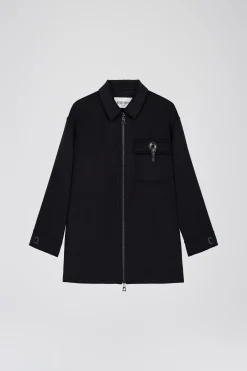 Manteau oversize en cachemire avec détails en cuir