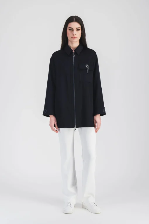 Manteau oversize en cachemire avec détails en cuir