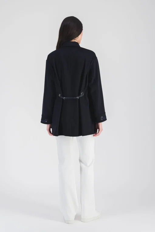 Manteau oversize en cachemire avec détails en cuir