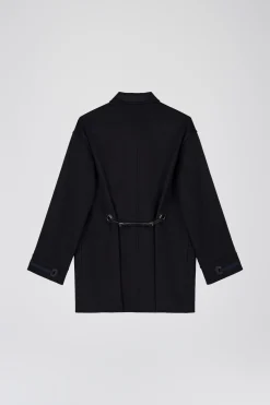 Manteau oversize en cachemire avec détails en cuir