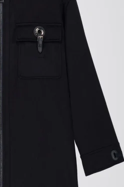 Manteau oversize en cachemire avec détails en cuir