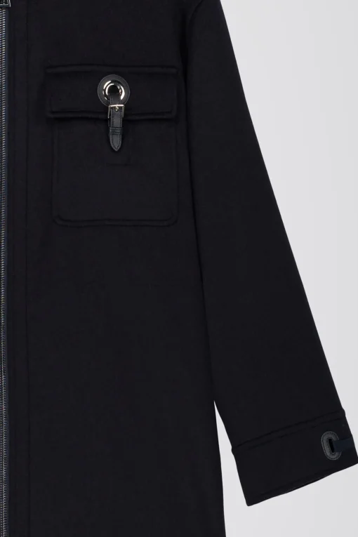 Manteau oversize en cachemire avec détails en cuir