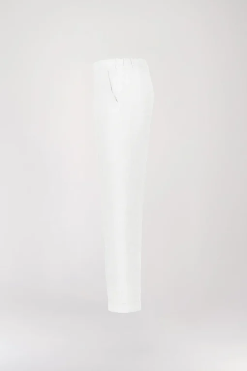 Pantalon à plis en lin blanc