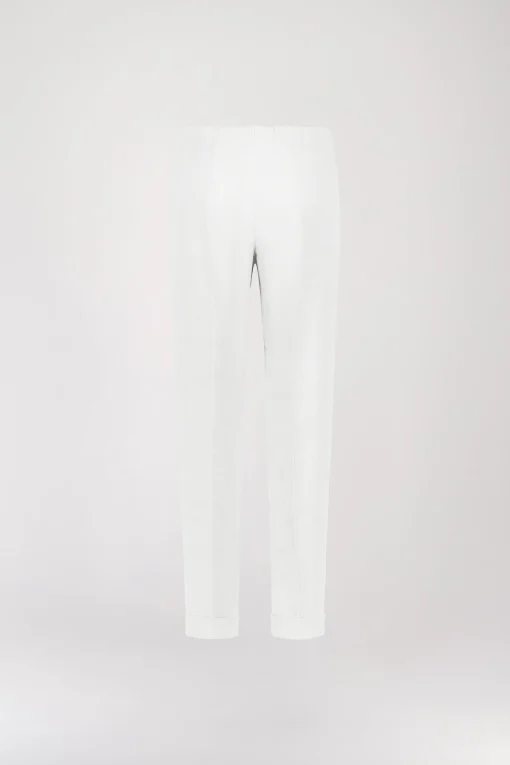 Pantalon à plis en lin blanc