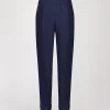 Pantalon à plis en lin marine