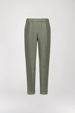 Pantalon à plis en lin vert pale