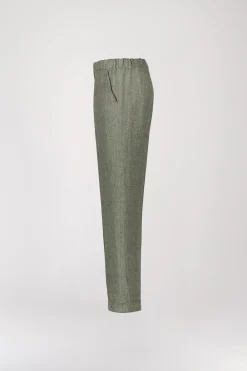 Pantalon à plis en lin vert pale