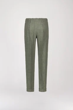 Pantalon à plis en lin vert pale