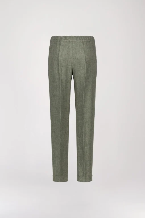 Pantalon à plis en lin vert pale
