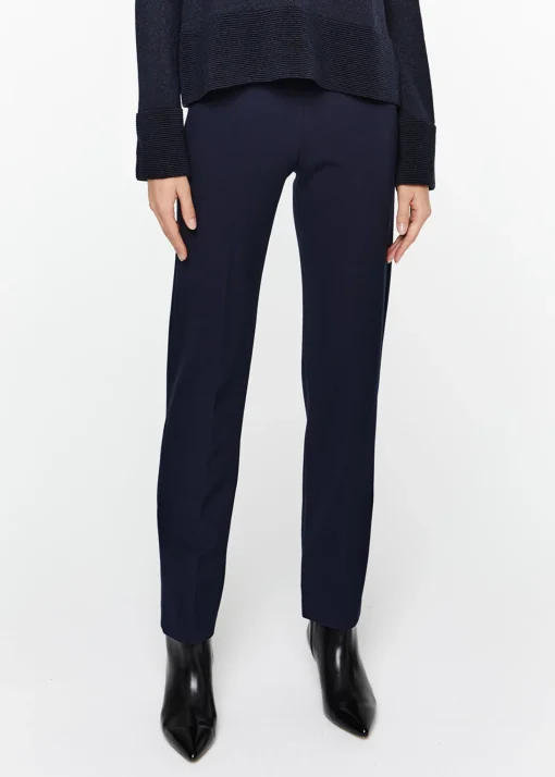Pantalon droit à plis marine