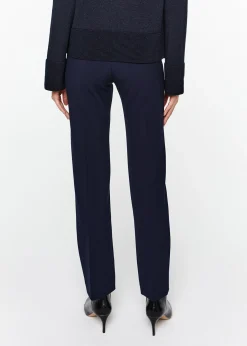 Pantalon droit à plis marine
