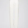 Pantalon droit en crêpe blanc cassé