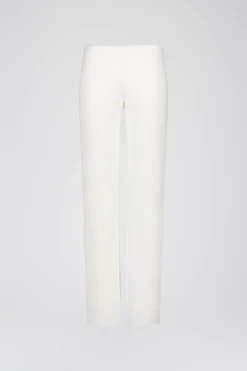 Pantalon droit en crêpe blanc cassé