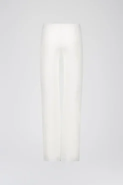 Pantalon droit en crêpe blanc cassé