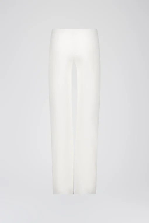 Pantalon droit en crêpe blanc cassé