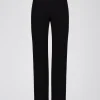 Pantalon droit en crêpe noir avec elastique à la taille