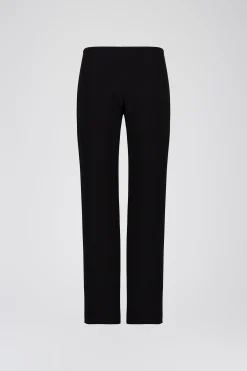 Pantalon droit en crêpe noir avec elastique à la taille