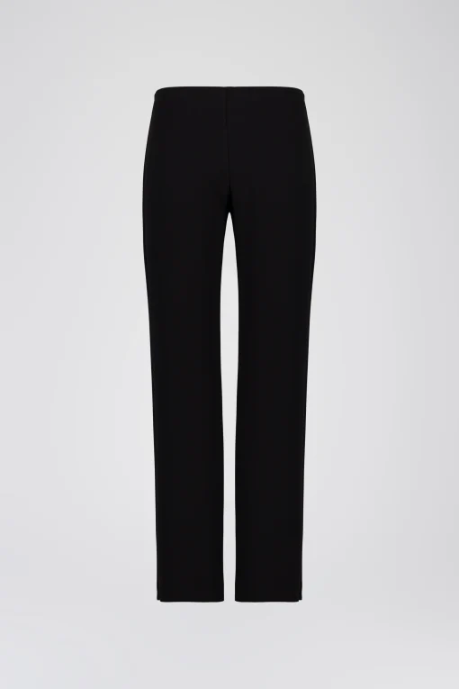 Pantalon droit en crêpe noir avec elastique à la taille