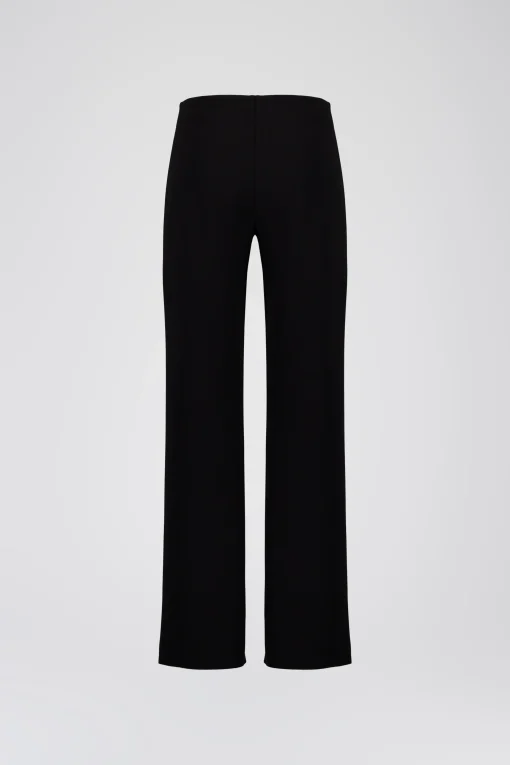 Pantalon droit en crêpe noir avec elastique à la taille