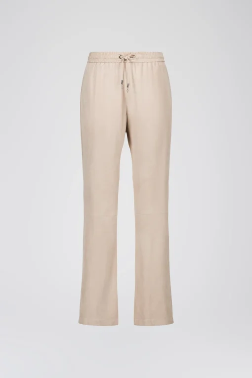 Pantalon droit en daim beige clair