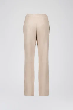 Pantalon droit en daim beige clair
