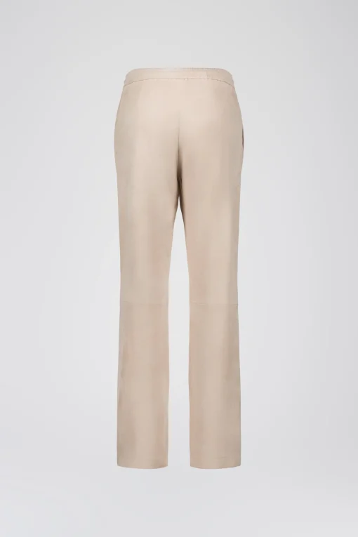 Pantalon droit en daim beige clair