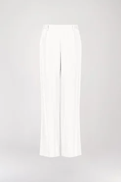 Pantalon droit en soie blanc