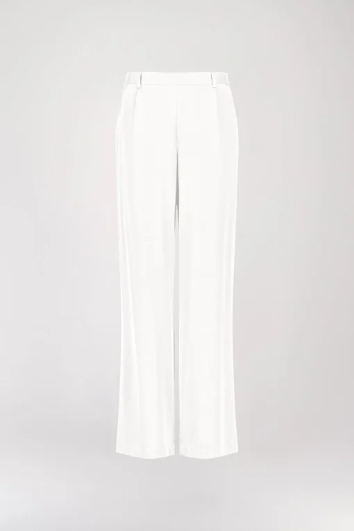 Pantalon droit en soie blanc