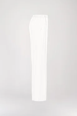Pantalon droit en soie blanc